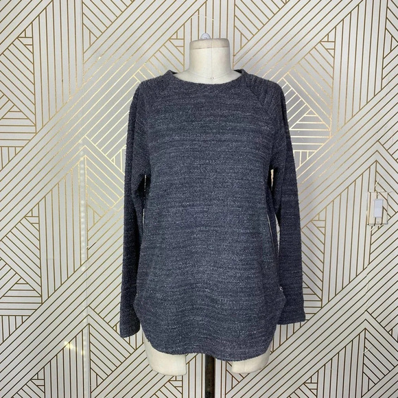 Vince‎ Textured Terry Raglan Side Zipper Sweatshirt Heather Black Gray Size XS - Picture 2 of 12